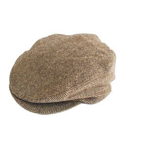 LAKE OF THE ISLES Brown Herringbone Drivers Cap Like New!